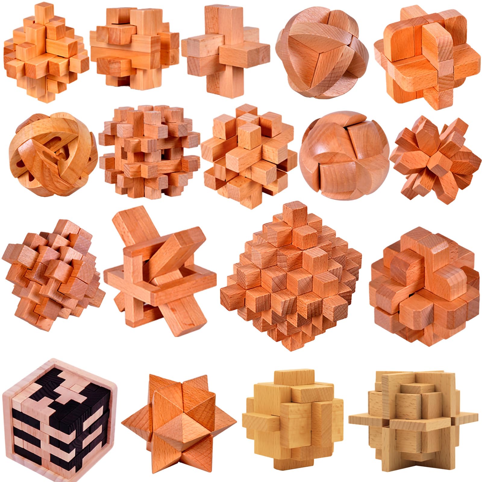 〜Mind Breaker 〜 2個セット Amazon.com: 18 Pack Large Wooden Brain Teaser Puzzles Wooden Burr